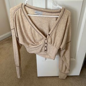light beige crop top button down